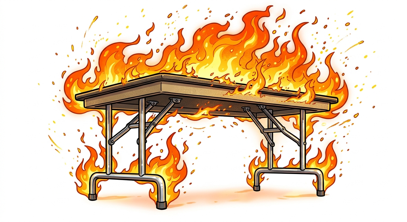 Table on fire